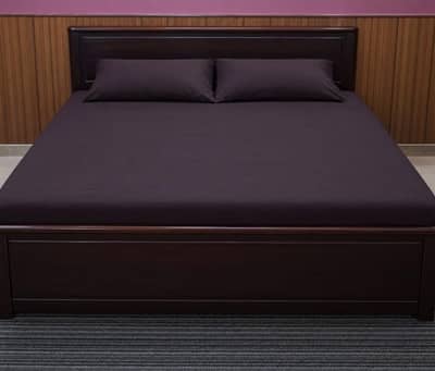 King Size Wooden Bed with Mattress – Dark Brown
