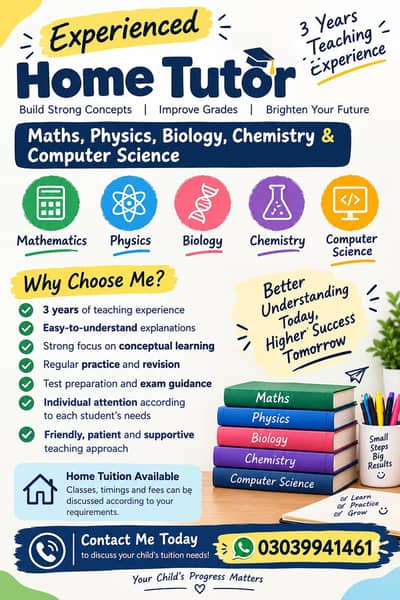 Experienced home tutor | Maths , Computer , Physics