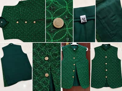 Green Embroidered Wedding Waistcoat – Size 26