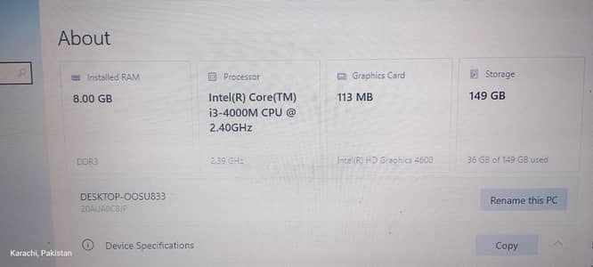 Lenovo I 3 4th generation