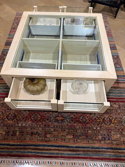 Luxury Solid Wood Glass Coffee Table