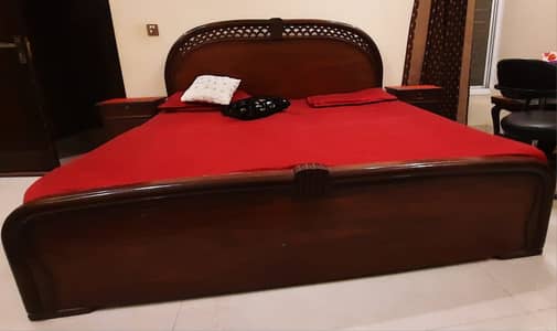 Double bed with side tables and dressing with mattress