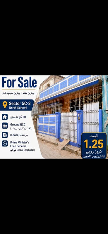 SECTOR 5-C/3 BANK LOAN APPLICABLE GROUND PLUS ONE HOUSE NORTH KARACHI