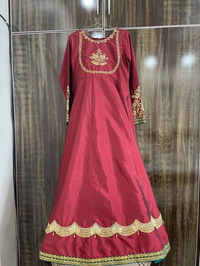 Maroon long full falyer dress
