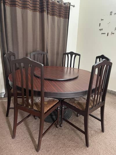 6-Seater Dining Table with Rotating Tray