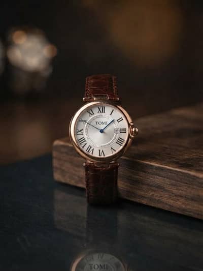 TOMI | BROWN leather Straps | Roman Numbering