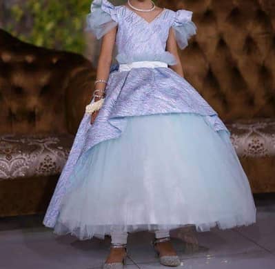 Baby Girl’s Fancy Blue Party Wear Frock – Preloved