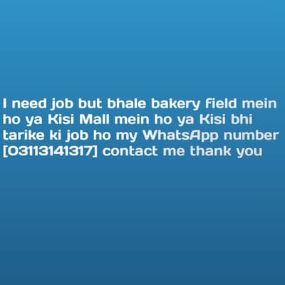 assalamu alaikum I need job