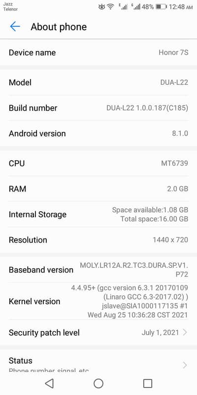 Honor 7S ok ha