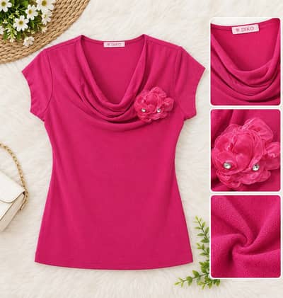 Women’s Pink Short Top – Comfortable Fabric, Made in Thailand