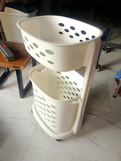 laundry or storage double layer 4 wheels basket