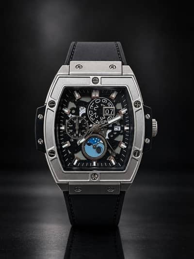 New Luxury Men's Watch Black Silver Stylish Design