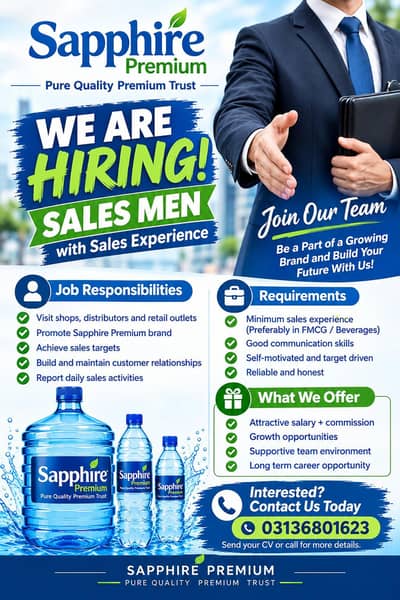 we need sales man with sales experience
