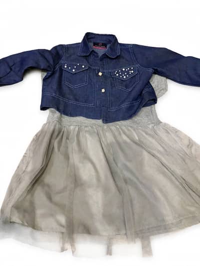 Polka dots baby girl frock with Denim jacket size 22 1-2 years
