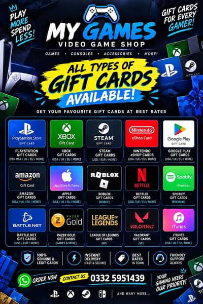 Giftcards Roblox, vbucks,microsoft,Nintendo, at MY GAMES