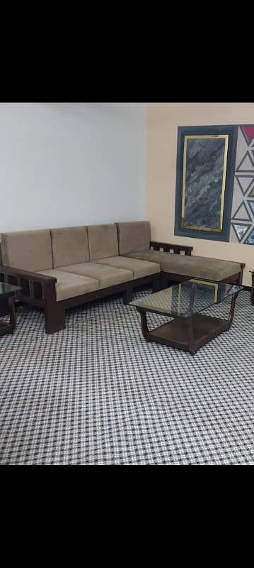L shape sofa 60k + Dewan sofa 30k + 2 Tables 10k