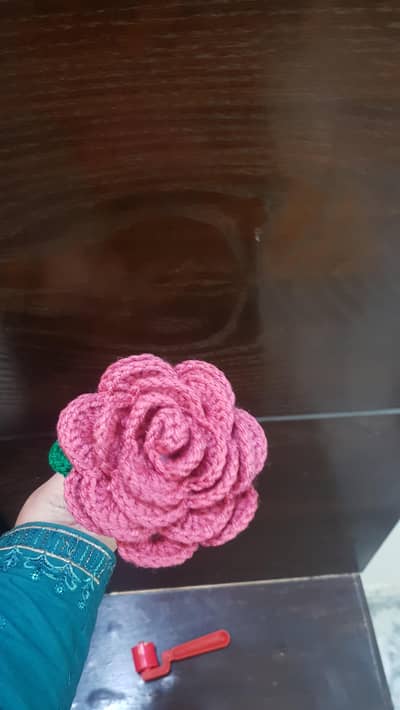 crochet pink flower rose