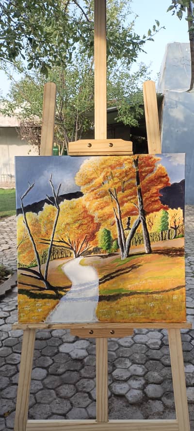 Original Autumn Golden Forest Painting - Handmade Acrylic on Canvas