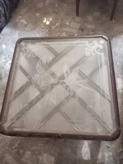 Set of 3 Wooden Glass Top Tables