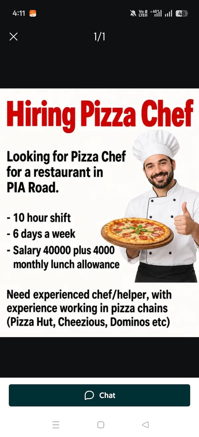 Pizza Chef Required 0