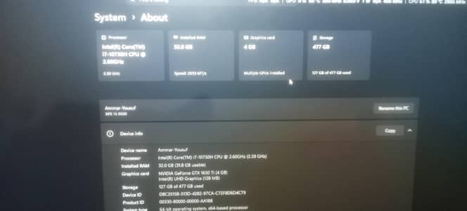 Dell Xps i7 i5 9500 10 generation