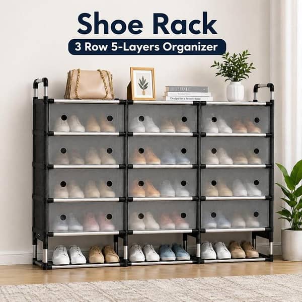 Multi-Tier Portable Shoe Storage Cabinet – Large Dustproof Shoe Rack Organizer with Clear Door Panels, Metal Frame & Top Shelf Display for Entryway, Bedroom & Closet