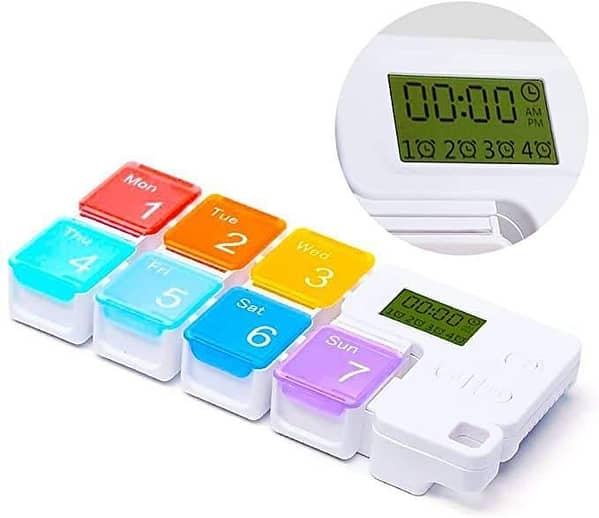 7-Day Electronic Smart Pill Organizer Box – Weekly Digital Medication Dispenser with LCD Display & Alarm Reminder, Rainbow Color-Coded Pill Case for Travel & Daily Health Care