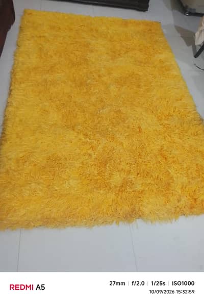 yellow shaggy rug 150×220cm