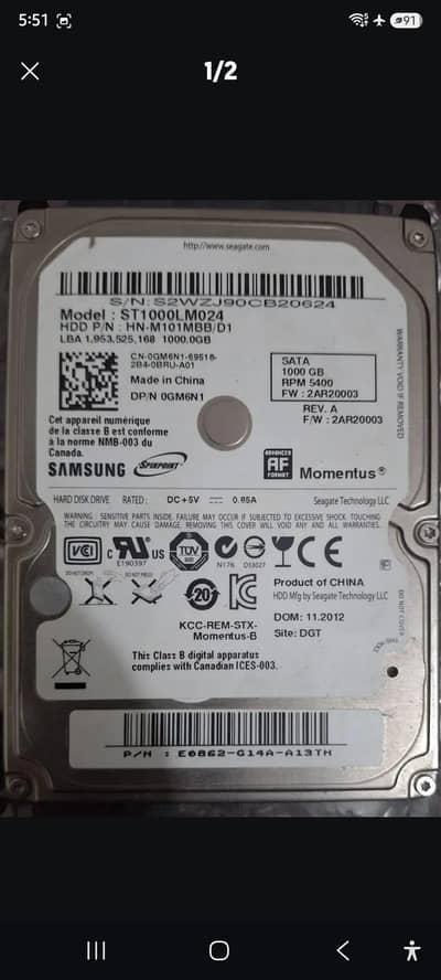 Sumsung 1tb hard drive