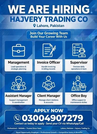 We Are Hiring Staff For Hijvery Trading Co