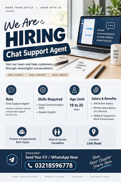 CHAT SUPPORT AGENT REQUIRED