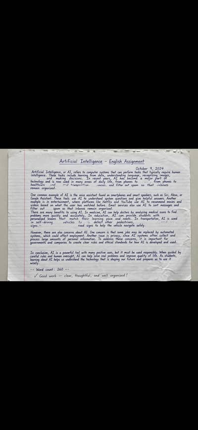English Assignment Writing - Handwritten & Typed Work - All Pakistan