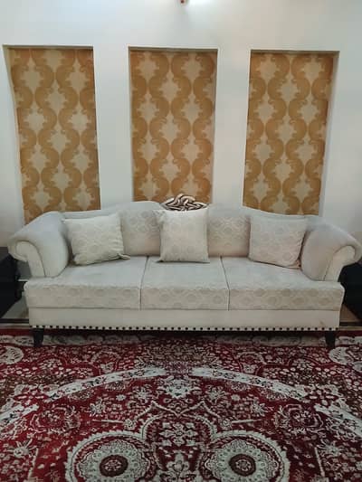 Premium 3 2 1 White Poshish Sofa Set eith Cushions