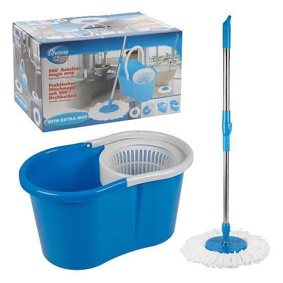 T  Plastic 360 Rotation Spin Mop Bucket with Adjustable Handle
