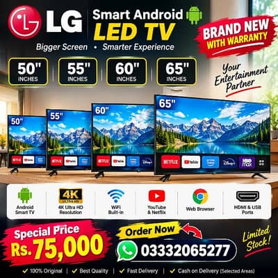 LG 50" 55" 60" 65" Inches Smart Android brand new LED TV Hisense