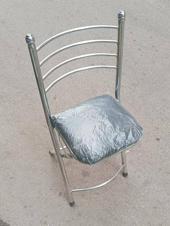 T   Travelling Silver Chrome Folding Chair with Soft Seat - Namaz Chair