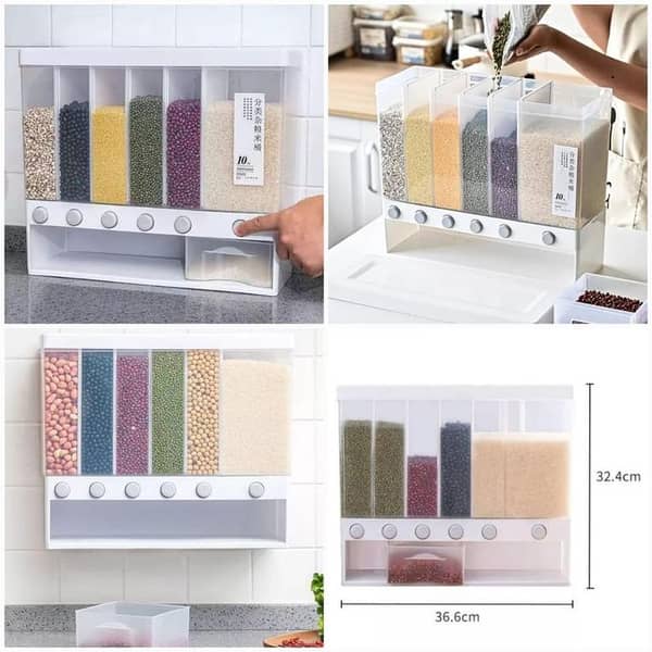 T  Wall-Mounted 6 in 1 Cereal Dispenser with Best Storage Capacity