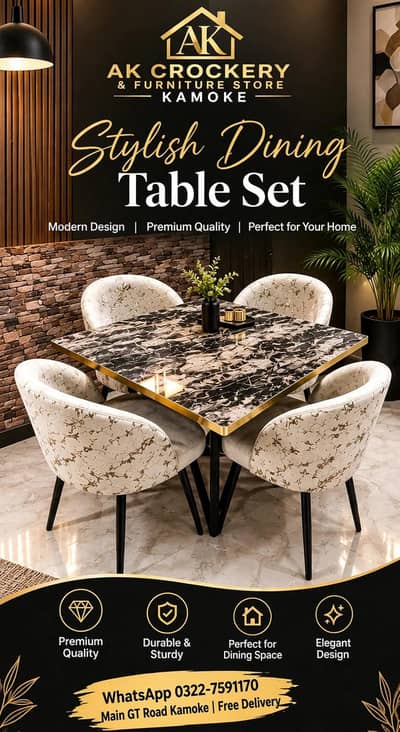 Marble Top Dining Table 4 Chair's