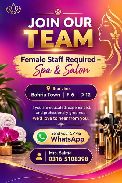 Female staff required