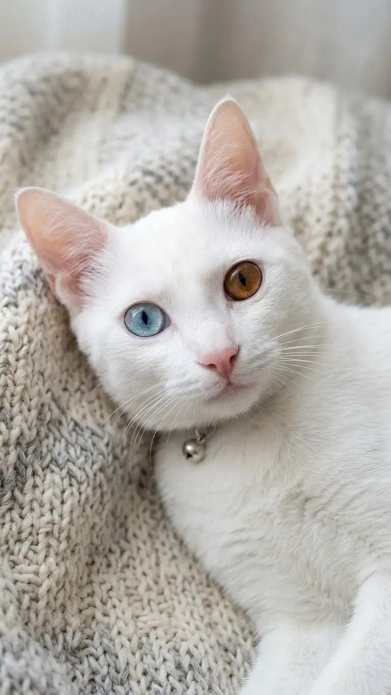 Female 6 Month White Odd Eyes Kitten - Khao Manee - Hyderabad — photo 4