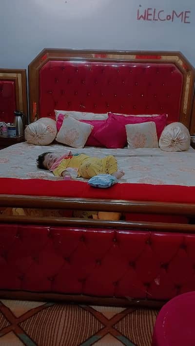 used wooden bed set