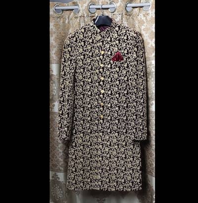 Royal Maroon / Deep Burgundy Sherwani with Antique Gold Embroidery