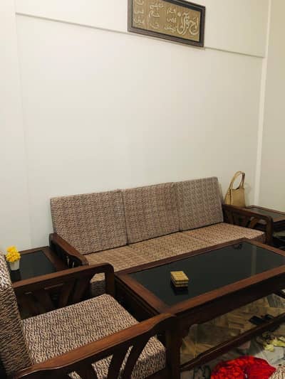 5 Seater Wooden Sofa Set With Center Table +2 Side Tables