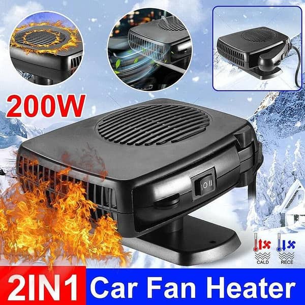 T  Car 12V Heater Portable Heater Anti-Fog 200W 12V Plug in Lighter Knob Defroster 2 in 1 Heat / Cool