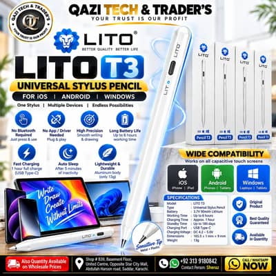 LITO T3 Universal Stylus Pen for iPad, iPhone, Android & Windows