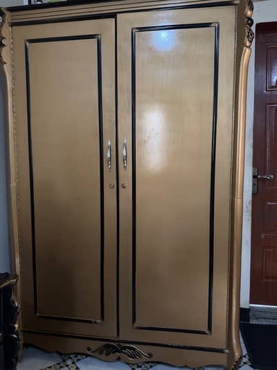 Solid Wood 2-Door Wardrobe / Wooden Almari for Sale