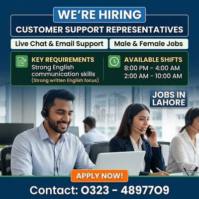 Customer Support Jobs | Live Chat & Email Support | Male & Female Jobs