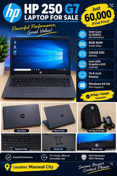 HP 250 G7 Laptop Core i5 8th Gen | 8GB RAM | 256GB SSD