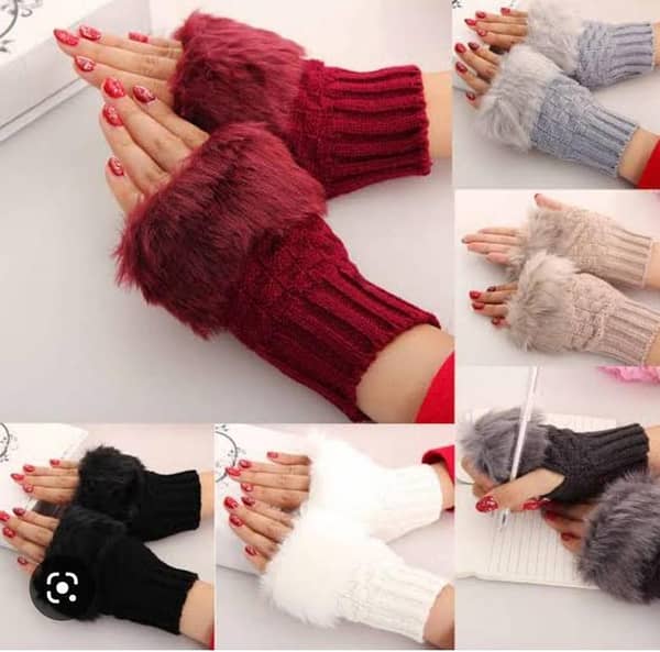 T  Fashion Women Hand Wrist Warmer Winter Fingerless Knitted Gloves Random colors
