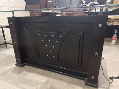 Executive Dark Wood Office Table with Glass Top